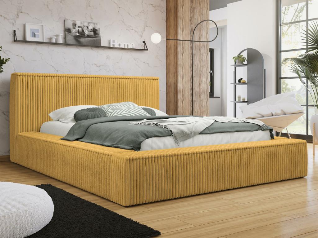 Lit Calmetop 107 Double Jaune 180x200 Tapisserie Sommier à Calmetop 212x230x81cm 69897MLKL