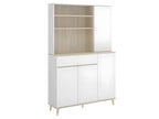 Buffet de cuisine Calmetop - 4 portes 1 tiroir et 3 niches - Blanc et chêne 06506ZMJS