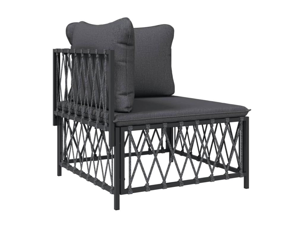 Salon de jardin avec coussins 5 pcs acier anthracite 31734EUYY