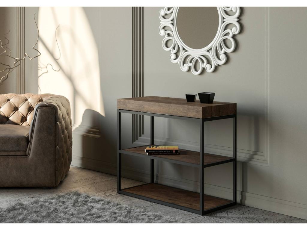 Console extensible 90x40/300 cm Artvivrestore Noyer cadre Anthracite 67726POZF