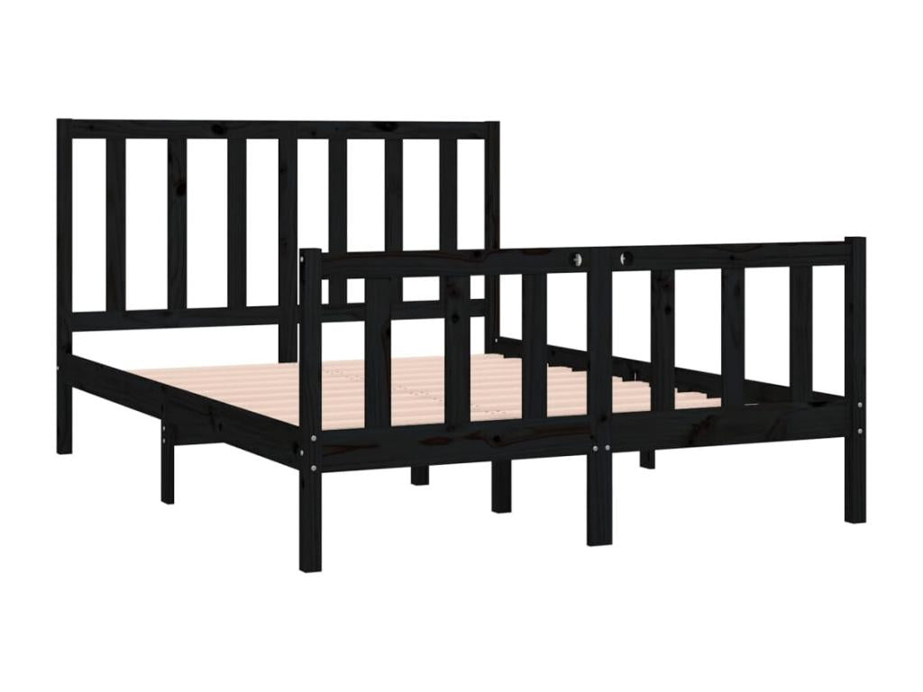 Cadre de lit Noir Bois massif 140x190 cm 86591DKAR
