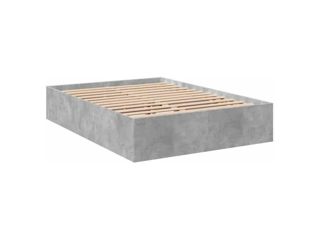 Cadre de lit gris béton 135x190 bois d'ingénierie 04621IPSW