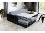 Canapé d'angle convertible en tissu velours gris et noir Luxe 5 places angle gauche vu de face Calmetop 47607PSSH