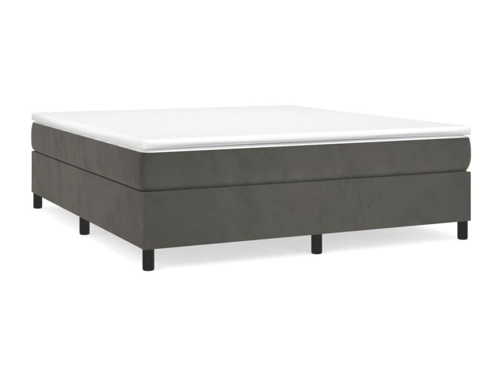 Lit à sommier tapissier et matelas Gris foncé 160x200cm Velours 42010FVZC