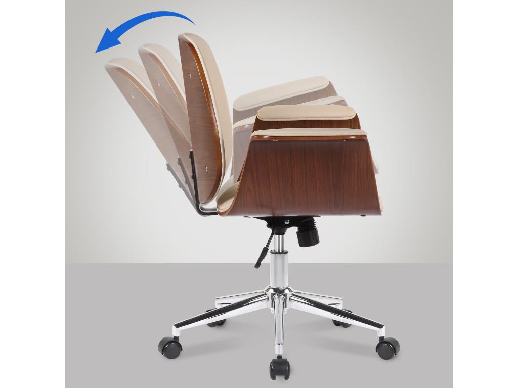 Chaise de bureau - Bois / Métal - Noyer / Crème - Nidchicshop 02679QXUB
