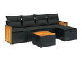 Salon de jardin 6 pcs avec coussins noir résine tressée 90716OLHT