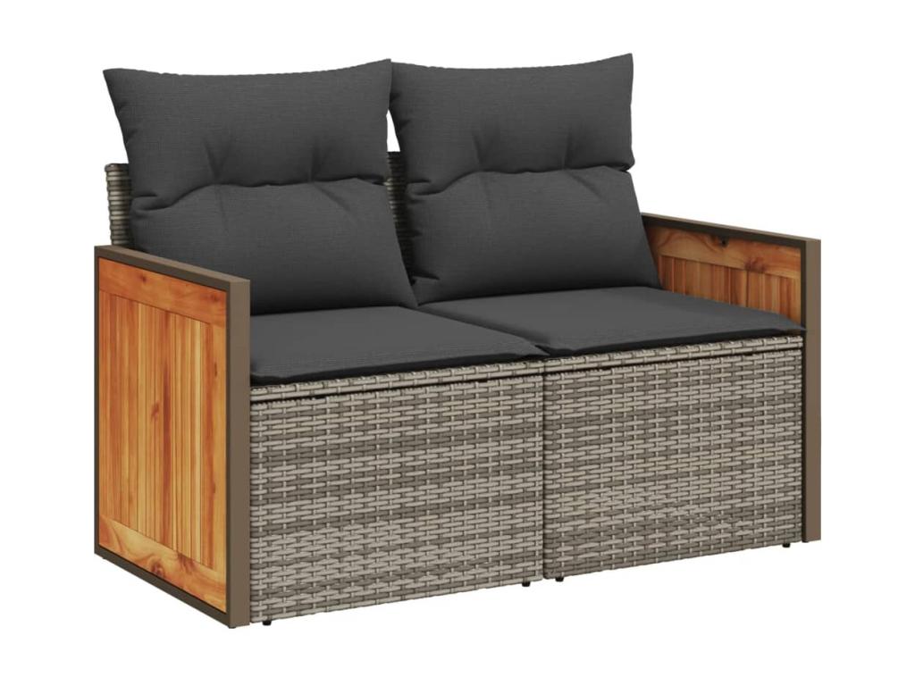 Salon de jardin avec coussins 7 pcs gris résine tressée 48075UETG