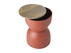 Table d'appoint ronde design avec rangement en métal terre brûlée et bois manguier massif D30 cm YOYO 57811SKCI