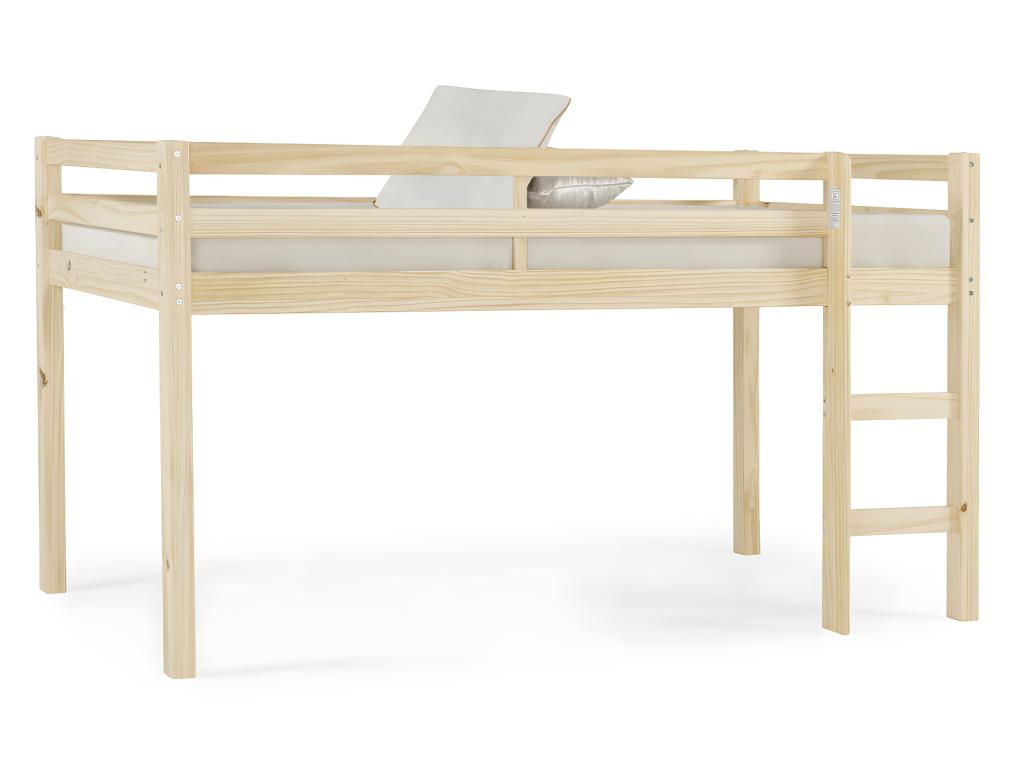Pack lit mi-hauteur avec matelas 90x200 cm bois massif bois naturel Calmetop 88013QKMP