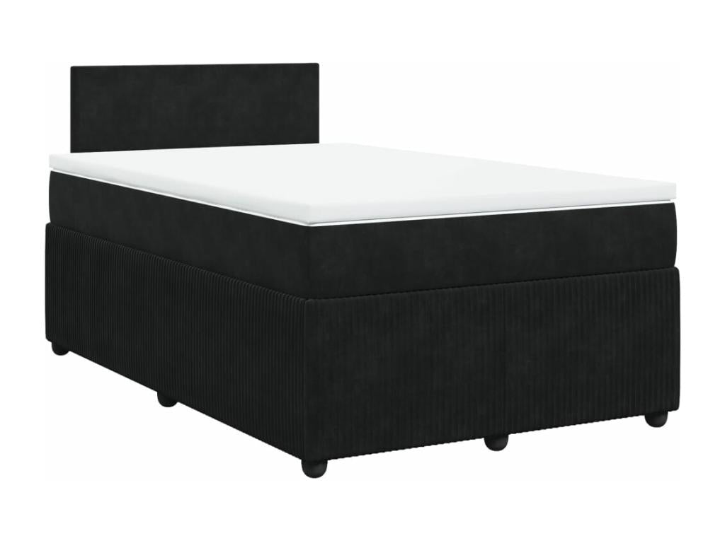 Sommier à Calmetop de lit avec matelas Noir 120x200 cm Velours 65423TETF
