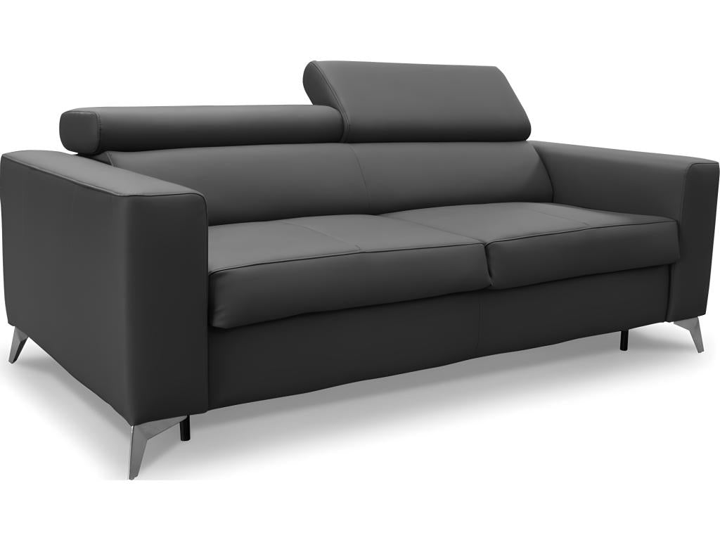 Canapé 3 places convertible en cuir italien de luxe Artvivrestore gris foncé 79705GPFV