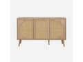 Buffet de rangement- Calmetop- cannage arrondis et décor bois- trois portes- deux niveaux - buffet bas- L 120 x l39 x H70cm 24376OFAG