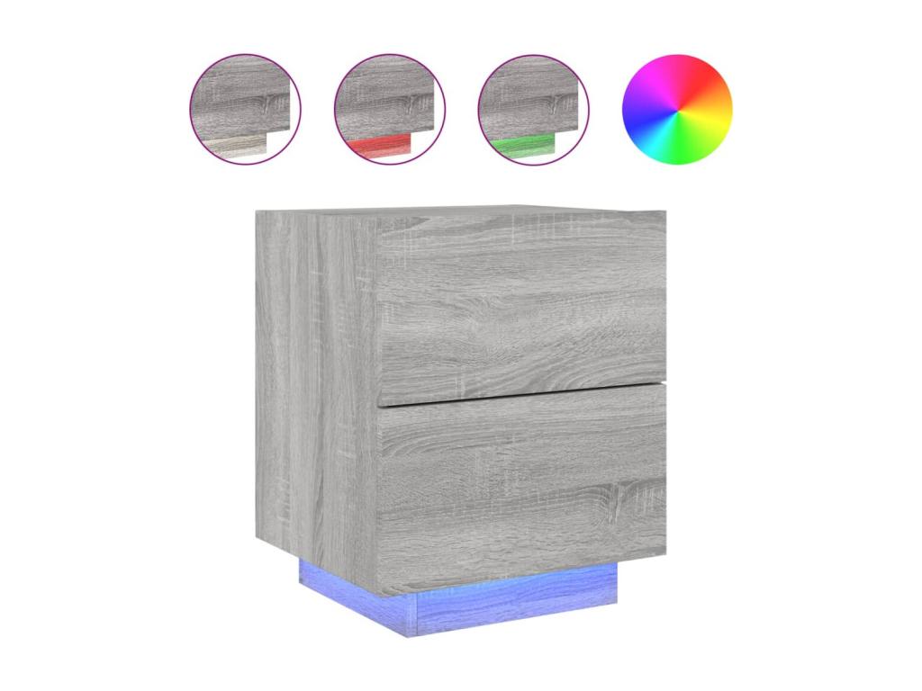 Armoire de chevet et Artvivrestoreères LED Artvivrestore gris bois d'ingénierie 35177ORNW