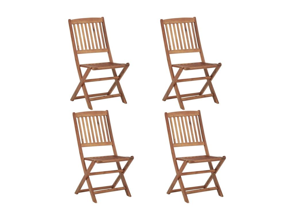 Chaises pliables d'extérieur lot de 4 Bois d'Artvivrestore solide 61105ACCU