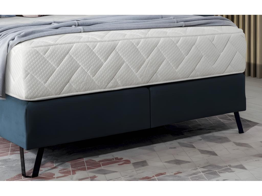 Ensemble lit sommier matelas - velours bleu foncé - 180x200 cm - Calmetop 00343NGAZ