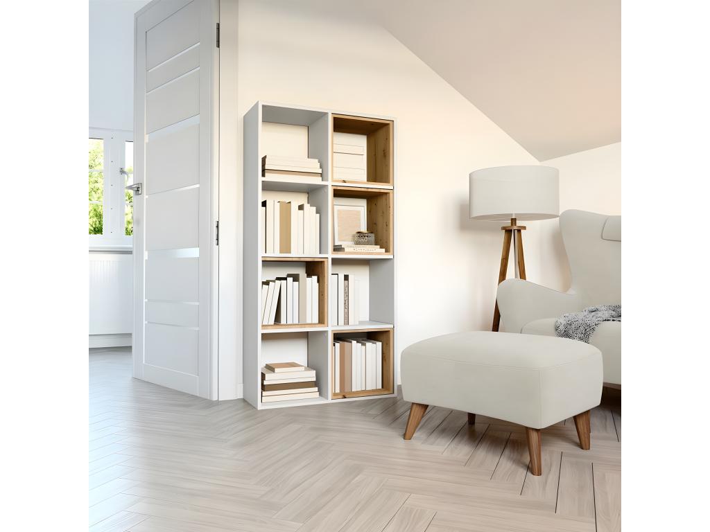 Calmetop - Etagère modulable 8 cubes - Bibliothèque 8 cases - 147x30x75 cm - Meuble de rangement 02477TCHD
