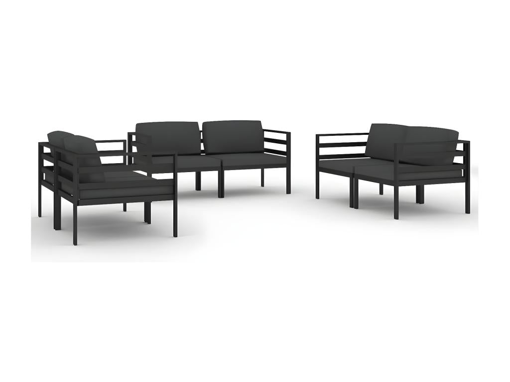Salon de jardin 6 pcs avec coussins Aluminium Anthracite 84131VQFE