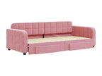 Lit de jour avec gigogne et tiroirs rose 90x200 cm velours 42745BEGE