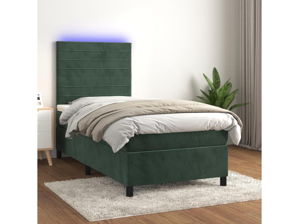 Sommier à Artvivrestore de lit matelas LED Vert foncé 90x200cm Velours 92525GVWA