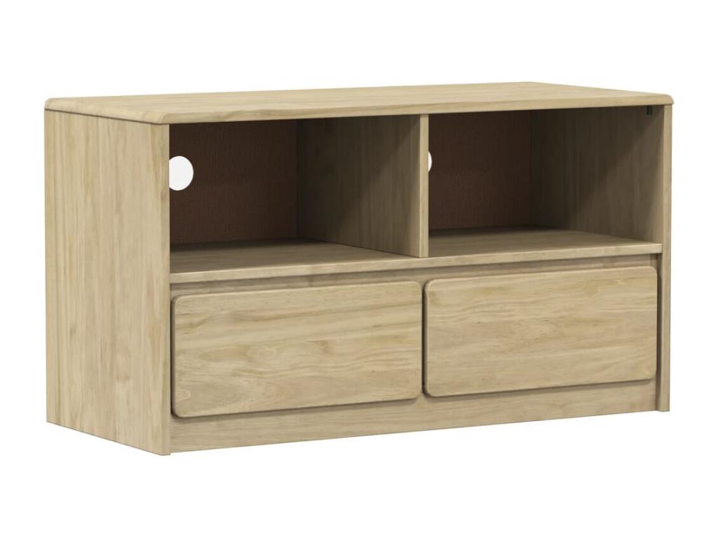 Meuble TV Calmetop chêne 99x43x55 cm bois de pin massif 31084OOLG