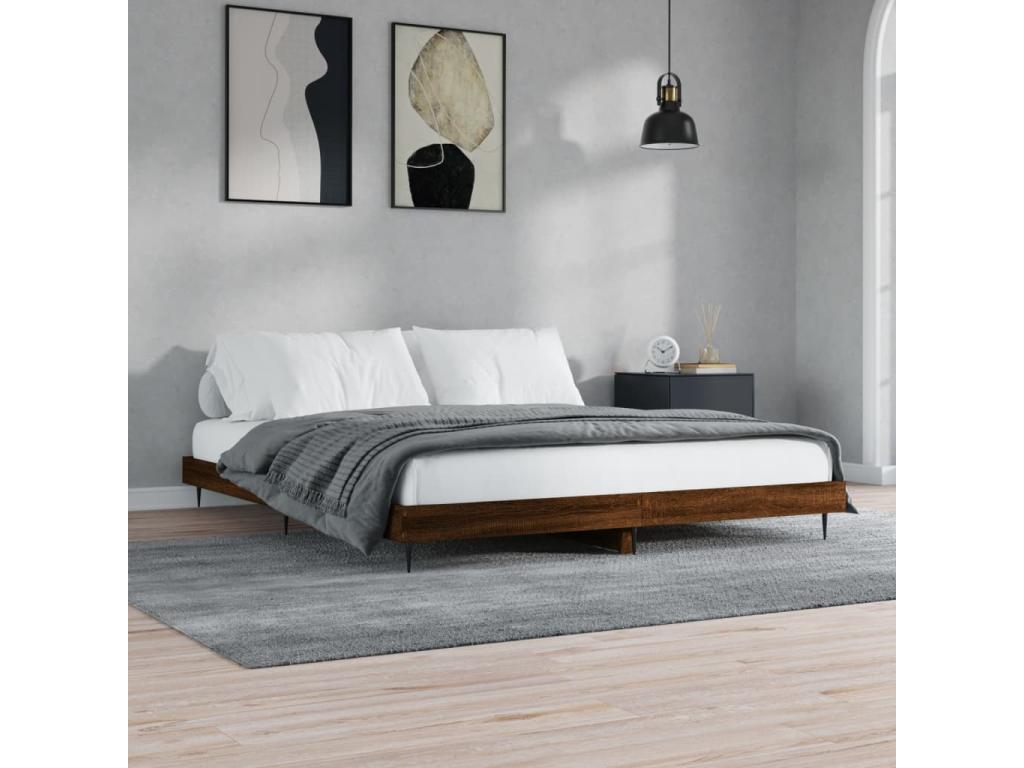 Cadre de lit sans matelas chêne marron 150x200 cm 02545XPZM