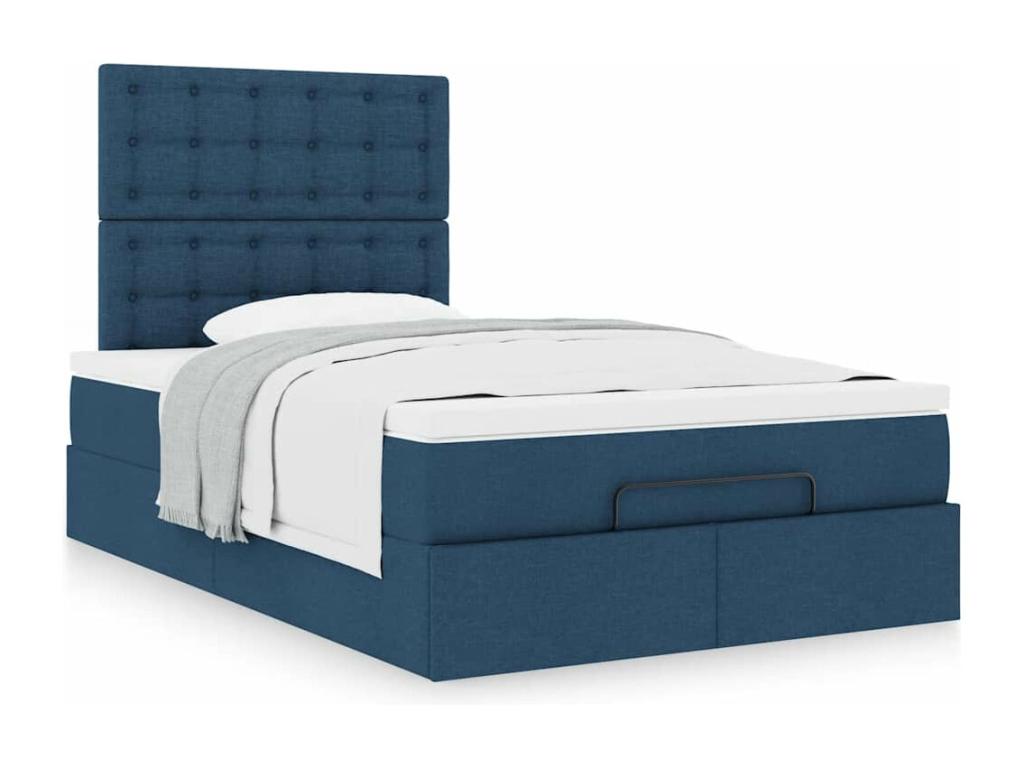 Cadre de lit ottoman avec matelas bleu 120x190 cm tissu 52527ZEFM