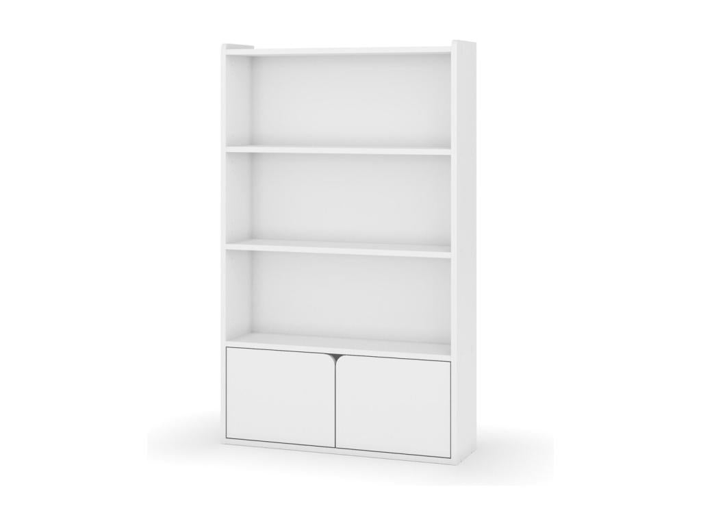 Bibliothèque étagère 2 portes bois massif blanc Artvivrestore 52456CWMF