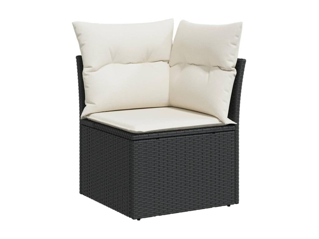 Salon de jardin 10 pcs avec coussins noir résine tressée 82482TDND