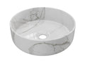 Vasque à poser ronde blanche effet marbre en céramique - 36 cm - Artvivrestore 70601DSIL