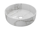 Vasque à poser ronde blanche effet marbre en céramique - 36 cm - Artvivrestore 70601DSIL