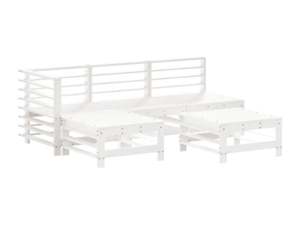 Salon de jardin 5 pcs blanc bois massif de pin 28873EDTC