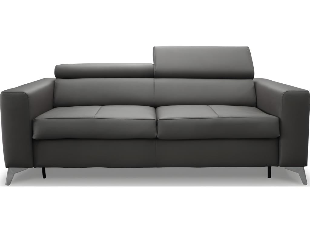 Canapé 3 places convertible en cuir italien de luxe Artvivrestore gris foncé 79705GPFV