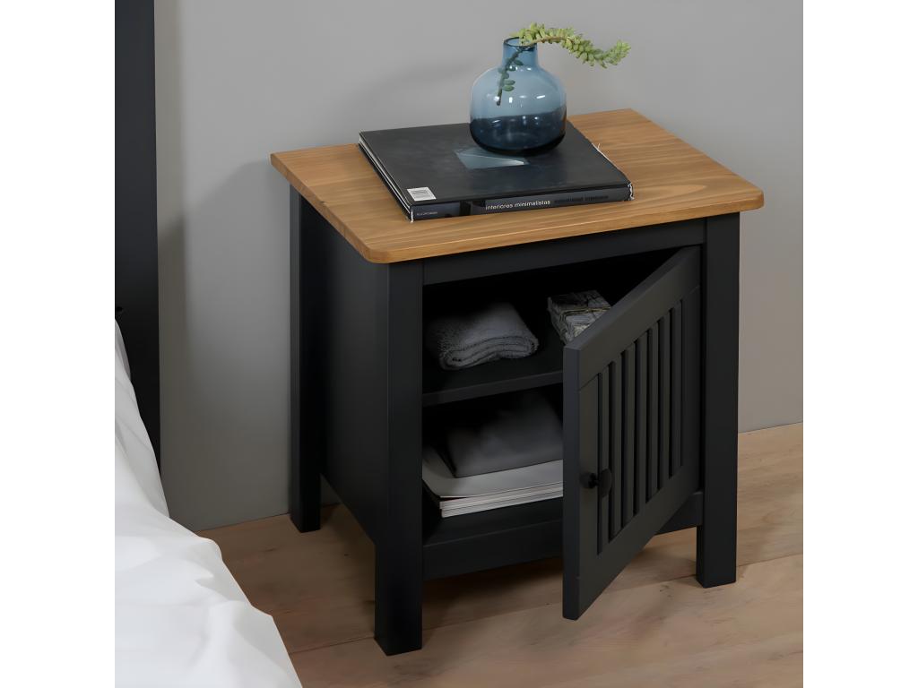 Nidchicshop - Chevet 1 Porte Bois Ciré et Gris foncé 58509NYLP