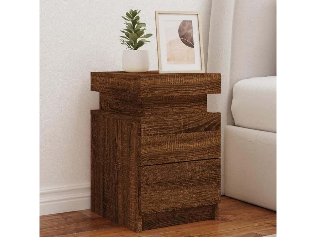 Table de chevet avec Artvivrestoreères LED chêne marron 35x39x55 45294CFLL
