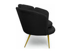 Canapé style coquillage 3 places Calmetop Velours Noir pieds Or 40683FUPQ