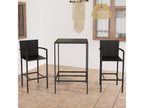 Ensemble de bar de jardin 3 pcs Résine tressée Noir 33379EGTP