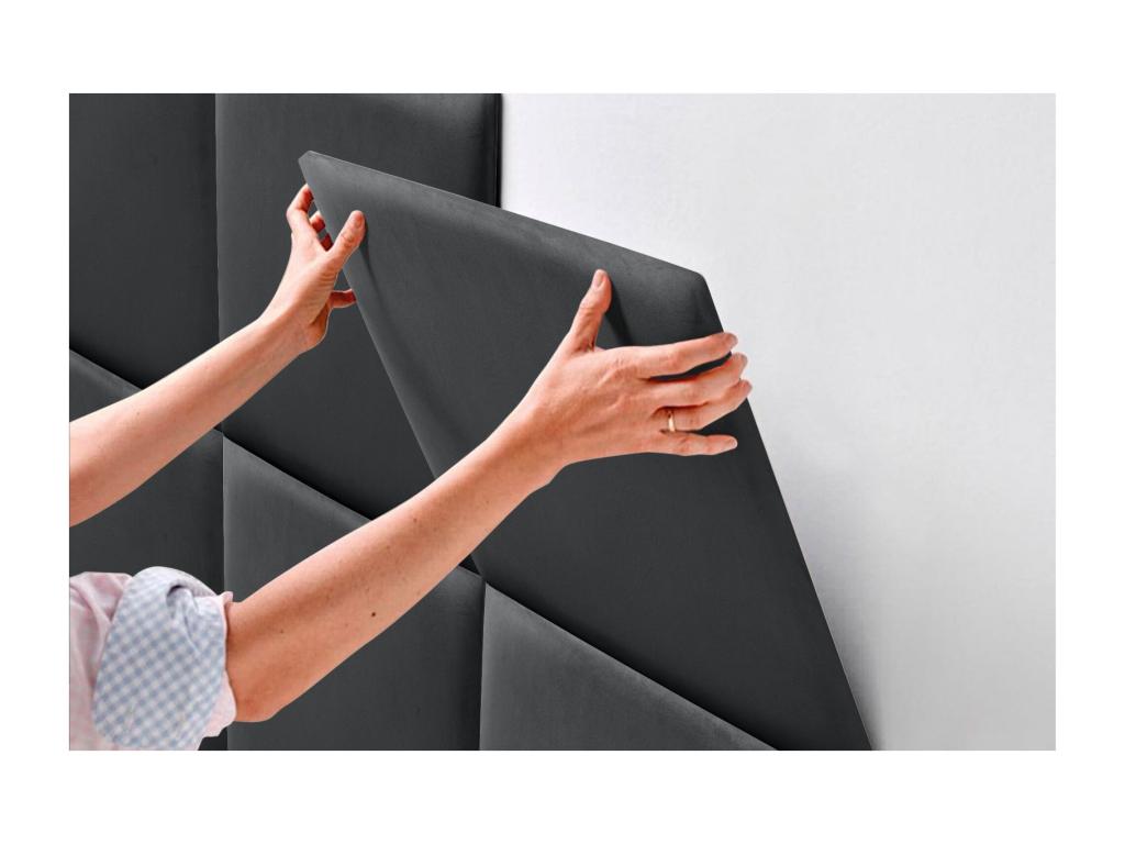 Calmetop Tête delit Tapissée en velours de qualité Calmetopérieure composé de panneaux autocollants interchangeables pour chambre gris foncé 110 cm 01290JYDL