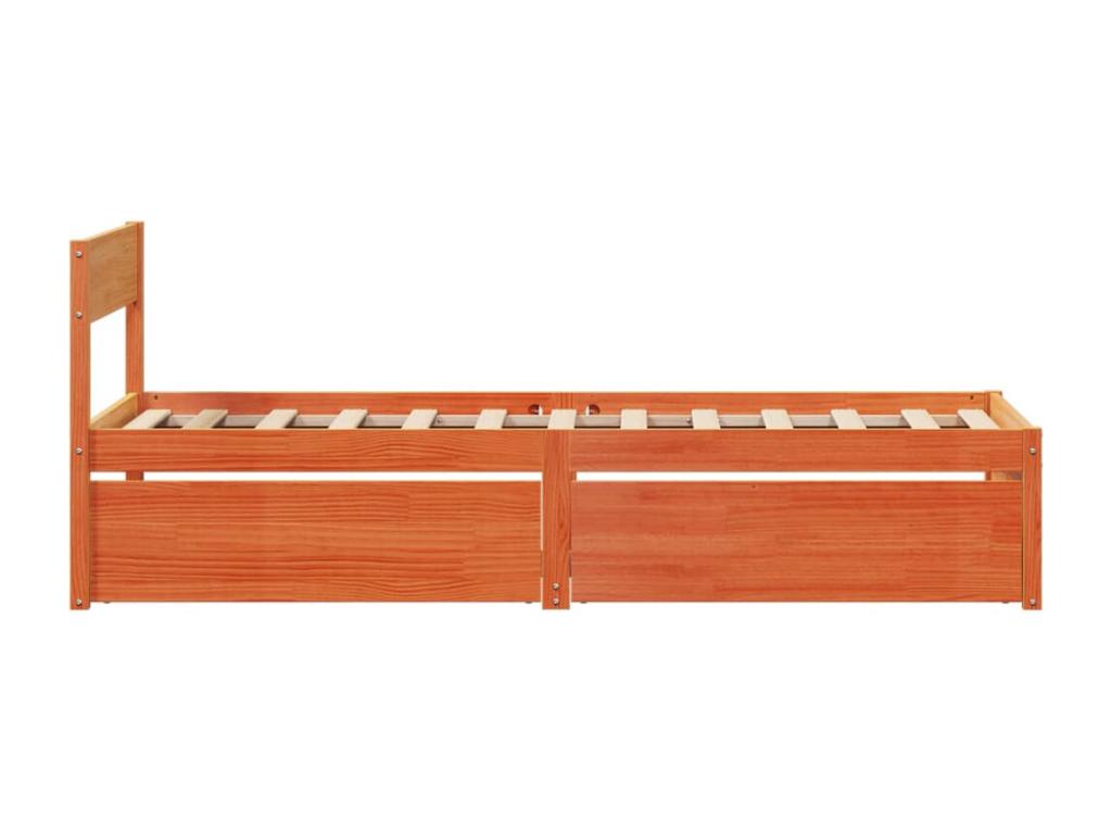 Cadre de lit sans matelas cire marron 75x190 cm bois pin massif 21553EVGZ