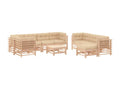 Salon de jardin 10 pcs avec coussins bois massif 80470OOQS