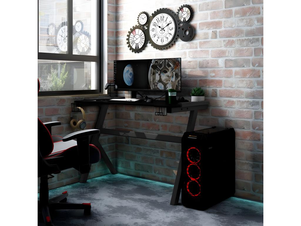 Bureau de jeu à LED en forme de Y noir 110x60x75 cm 43829KLMD