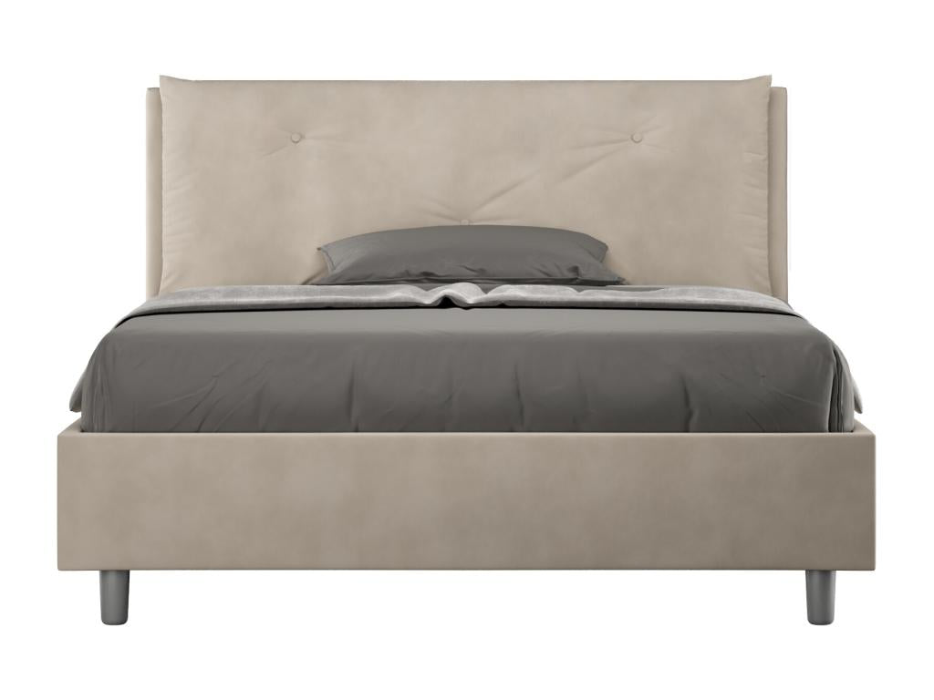 Lit double sans sommier rembourré 140x190 microfibre sable Calmetop Large 53812RTFM
