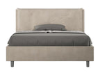 Lit double sans sommier rembourré 140x190 microfibre sable Calmetop Large 53812RTFM