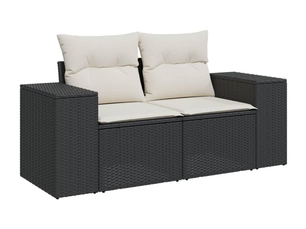 Salon de jardin 5 pcs avec coussins noir résine tressée 48815AAIL