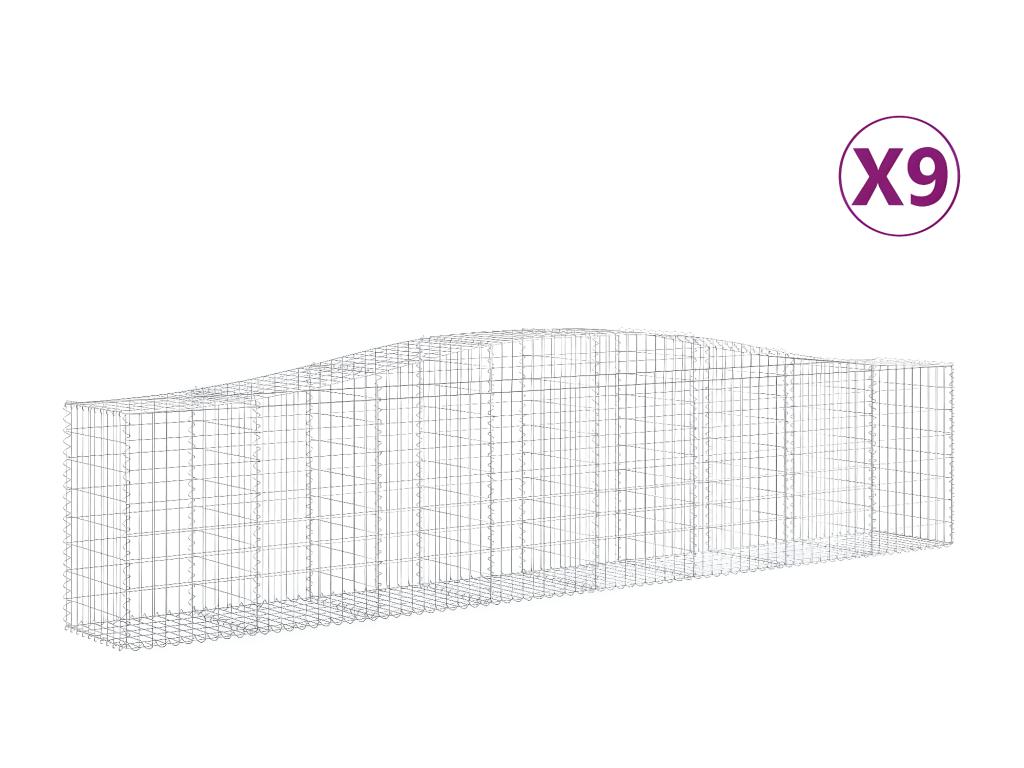 Paniers à gabions arqués 9 pièces 400x50x80/100 cm Fer galvanisé 14977UMDF