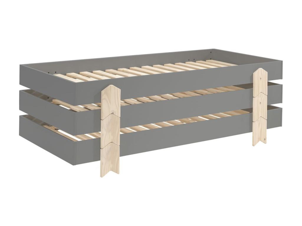 Lit Enfant en Bois Nidchicshop IV 90x200cm Gris 92222XRUQ