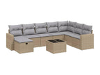 Salon de jardin avec coussins 9 pièces méArtvivrestore beige résine tressée 77977TSKD