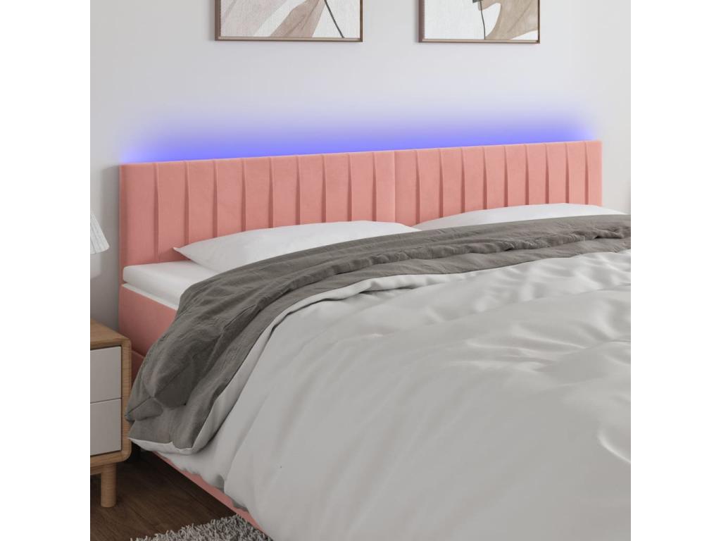 Tête de lit à LED Rose 200x5x78/88 cm Velours 74458XAOF