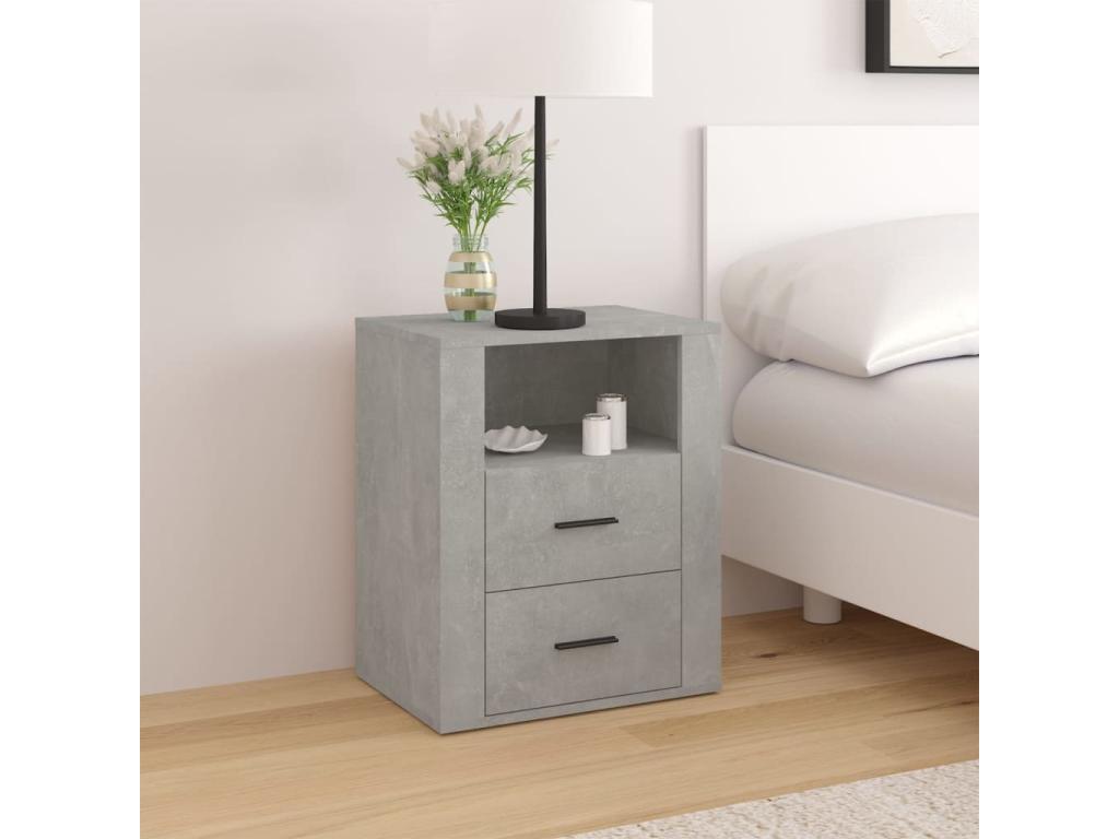 Table de chevet Gris béton 50x36x60 cm Bois d'ingénierie 54659BCSK