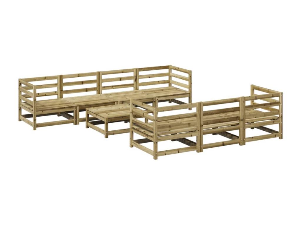 Salon de jardin 8 pcs bois de pin imprégné 92695KUZW