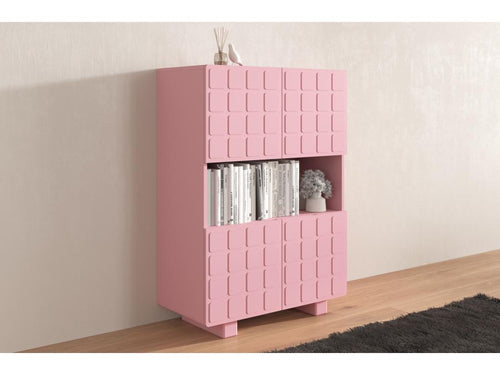 Buffet moderne avec façades 3D Artvivrestore CUBO HIGH / couleur rose poudré / larg- 85 cm 29239NUPB